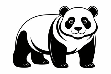 Panda full body line art vector icon illustration black design white background