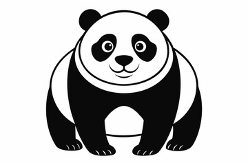 Panda full body line art vector icon illustration black design white background