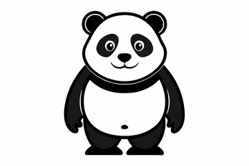 Panda full body line art vector icon illustration black design white background