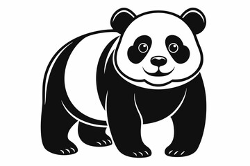 Panda full body line art vector icon illustration black design white background