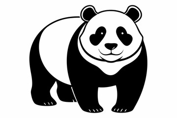 Panda full body line art vector icon illustration black design white background