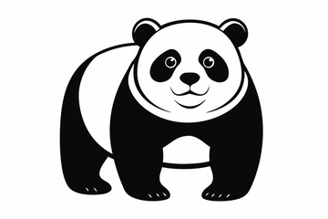 Panda full body line art vector icon illustration black design white background