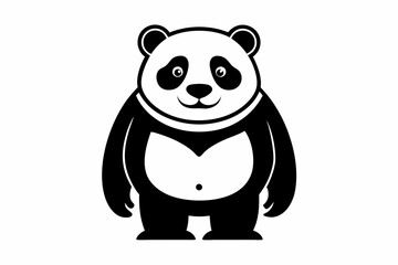 Panda full body line art vector icon illustration black design white background