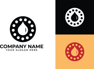 roller bearing, gear oil, oil drop logo with vector file