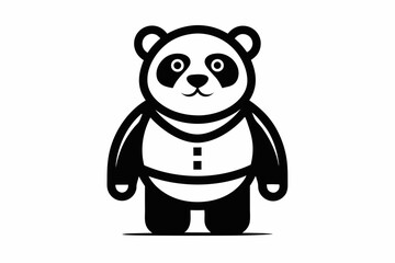 Panda full body line art vector icon illustration black design white background