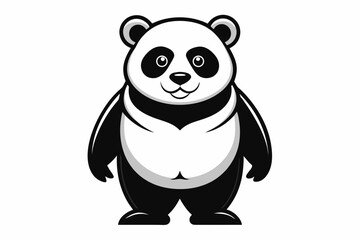 Panda full body line art vector icon illustration black design white background