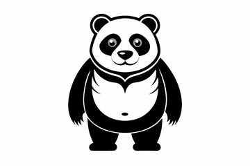 Naklejka premium Panda full body line art vector icon illustration black design white background