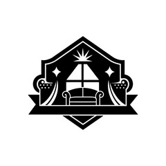Black Silhouette Elegant Luxury Suite Icon Hotel Room vector illustration