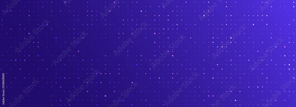 Poster Purple glowing pixel dot pattern. Abstract neon grid wallpaper. Violet color mosaic pattern backdrop. Vector modern technology, business, science, healthcare, medicine, presentation design background
