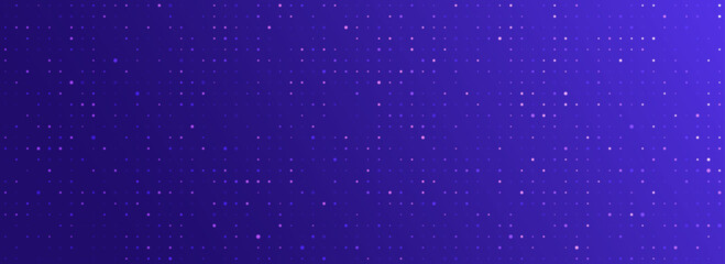 Purple glowing pixel dot pattern. Abstract neon grid wallpaper. Violet color mosaic pattern backdrop. Vector modern technology, business, science, healthcare, medicine, presentation design background