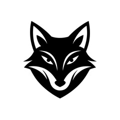 Obraz premium Black Silhouette Fox Head Mascot with a Sleek Stylized Design vector illustration