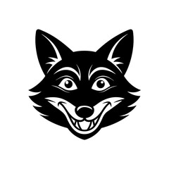 Fototapeta premium Black Silhouette Fox Head Mascot with Big Expressive Eyes vector illustration