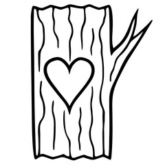 Tree Bark Textured Line Art with Heart Engraving