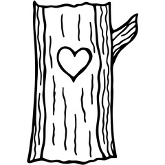 Tree Bark Textured Line Art with Heart Engraving