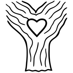 Tree Bark Textured Line Art with Heart Engraving