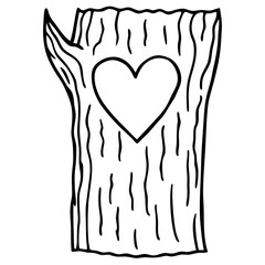 Tree Bark Textured Line Art with Heart Engraving