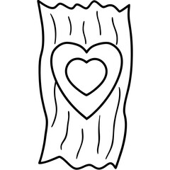 Tree Bark Textured Line Art with Heart Engraving