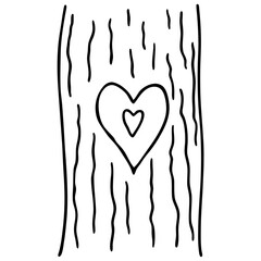 Tree Bark Textured Line Art with Heart Engraving