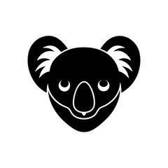 Black Silhouette Koala Head Mascot with a Slightly Sleepy Look vector illustration