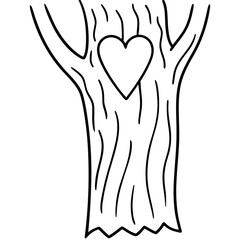 Tree Bark Textured Line Art with Heart Engraving