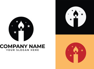 candle light line art logo, icon and symbol, vector illustration design