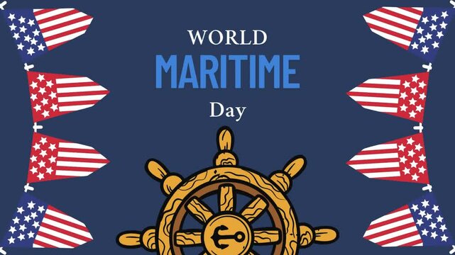 Happy world maritime day, illustration footage background, copy space