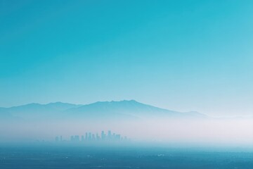 Obraz premium urban skyline shrouded in thick haze highlighting air pollution minimalistic significant copy space
