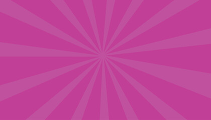 Pink sun ray vector background. Radial beam sunrise or sunset light retro design illustration. Light sunburst glowing pale pink background.