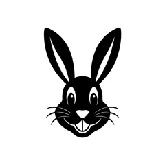 Black Silhouette Rabbit Head Mascot Featuring a Long Carrot Shape vector illustration