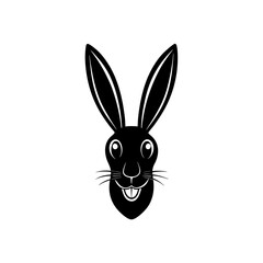 Fototapeta premium Black Silhouette Rabbit Head Mascot Holding a Long Carrot vector illustration