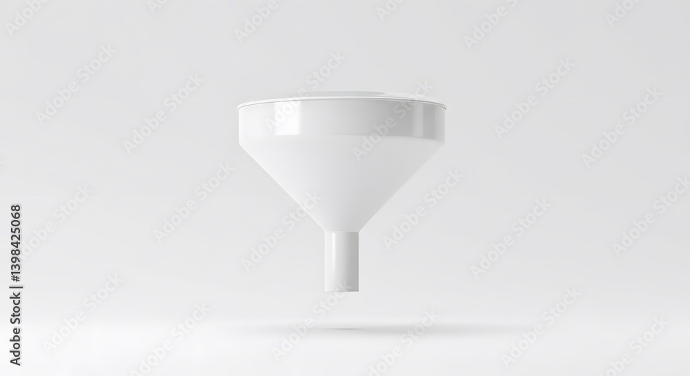 Poster Clean White Funnel Isolated on White Background Product Design Minimalist 3D Rendering Studio Shot