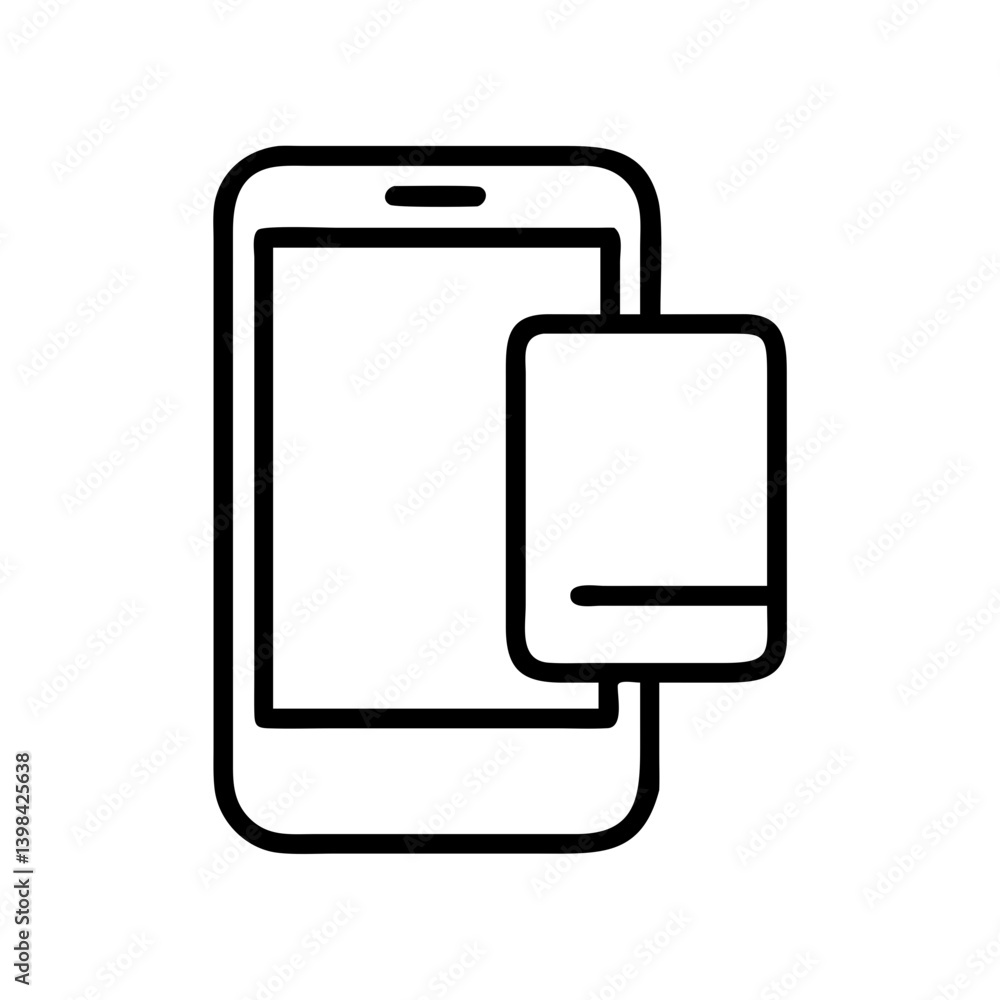 Poster smartphone and tablet vector icon for mobile app development and responsive design solutions design