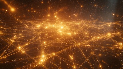 Fototapeta premium Golden Network of Light Illuminating a Vast Expanse