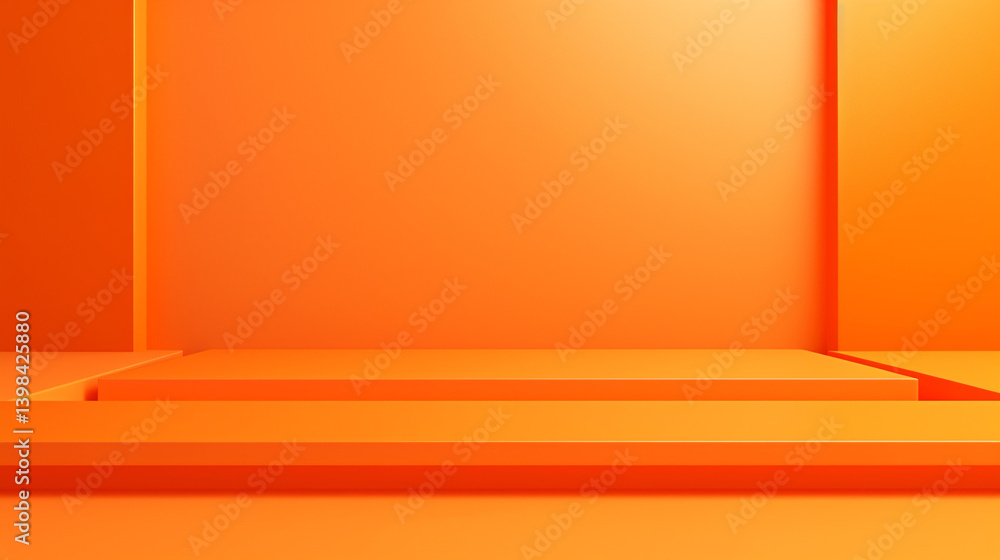 Poster A vibrant orange background with a simple void, perfect for an empty stage setup, display presentations, and minimalist architecture-themed decoration or wallpaper designs.

