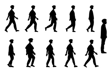 Obraz premium man walking pose silhouette element clipart design