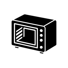 Fototapeta premium Black Silhouette Steaming Microwaved Food Icon vector illustration