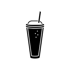 Black Silhouette Chocolate Milkshake Icon Delicious Dessert vector illustration