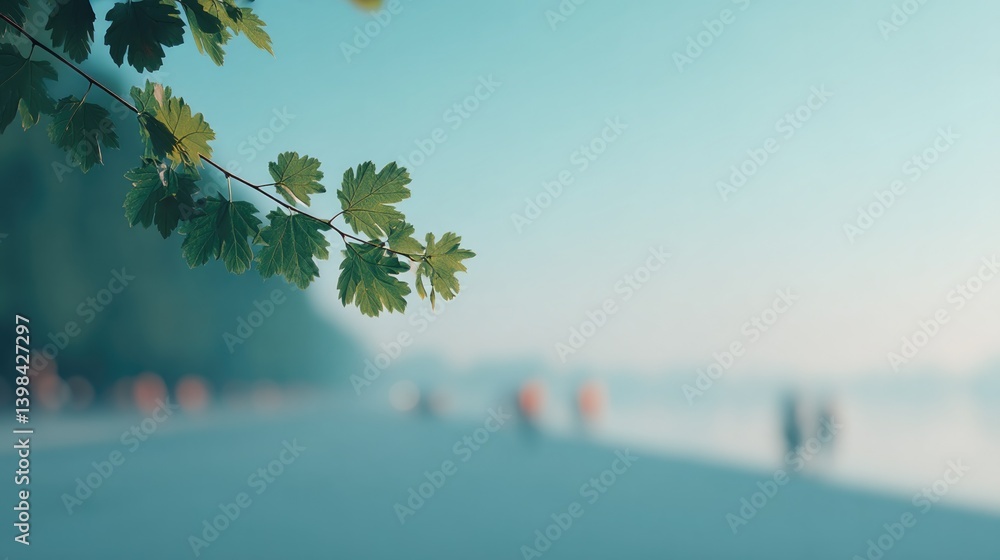 Aufkleber capture serene ecosystem scene with blurred figures in background for peaceful minimalistic image