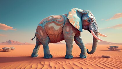 Fototapeta premium elephant in the desert with stones