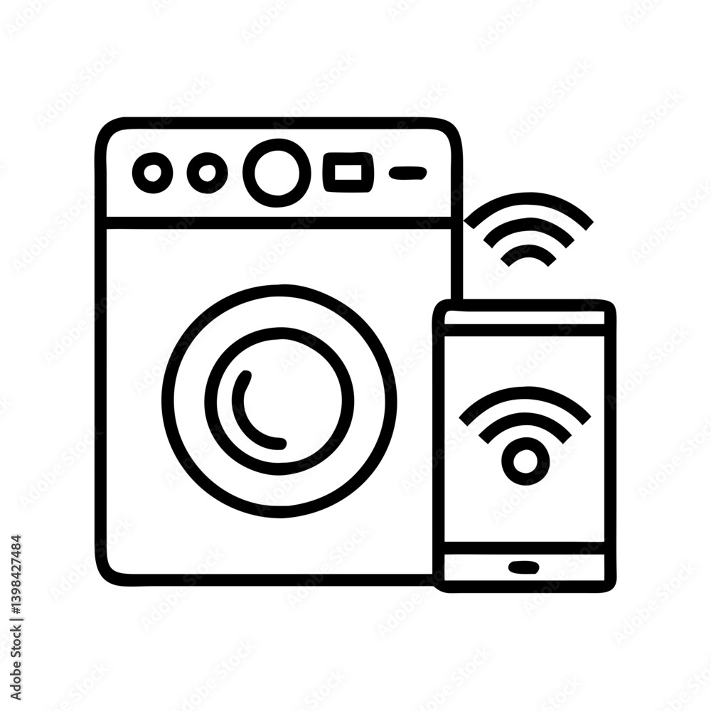 Poster discover smart washing machine connected to mobile app for remote control and monitoring use