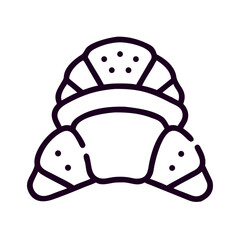 Croissant with Layered Pastry Shape Icon Design