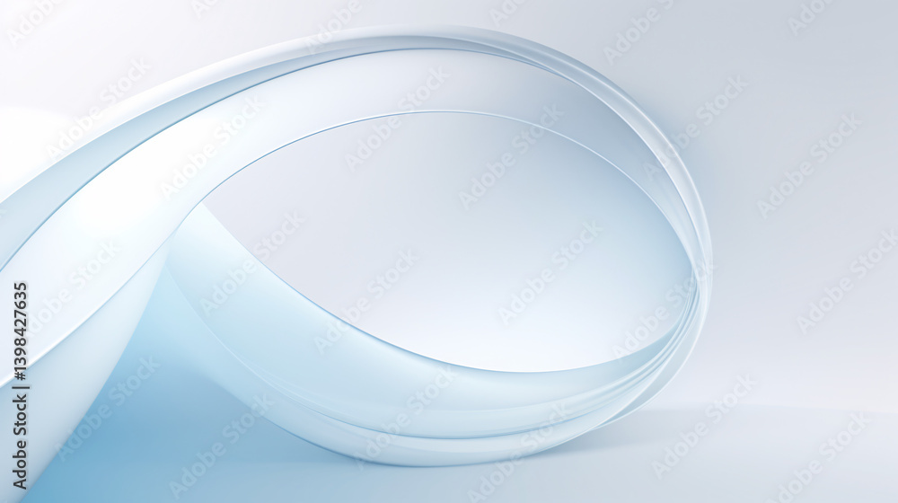 Poster a sleek and futuristic wallpaper featuring flowing gradient blue and white curved circular shapes on