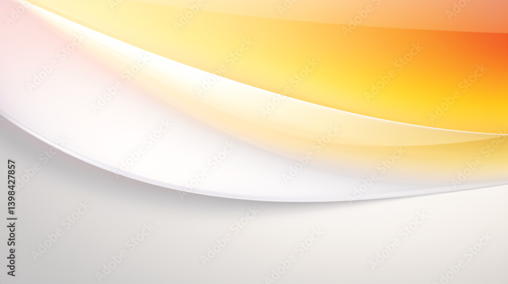 Aufkleber white background with curved light gradient and yellow geometric shapes, perfect for futuristic disp