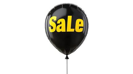 Obraz premium A black balloon with the word sale in yellow letters on a white background