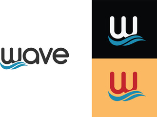 water wave spiral letter w vector logo icon with vector file