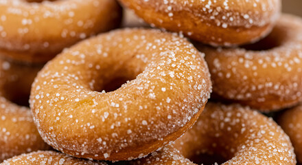 Delicious Mochi Donuts with Sugar Glaze Close Up Detail Food Photography
