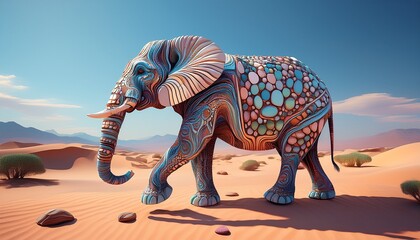 Fototapeta premium Stones elephant in the desert