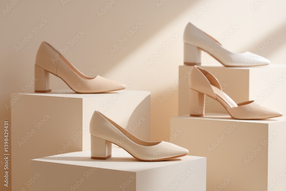 Poster capture stylish shoes in neat modern setting with clean and uncluttered design