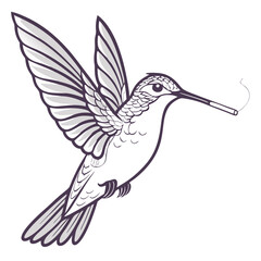 Obraz premium Hummingbird Illustration with Cigarette Surreal Tattoo Design