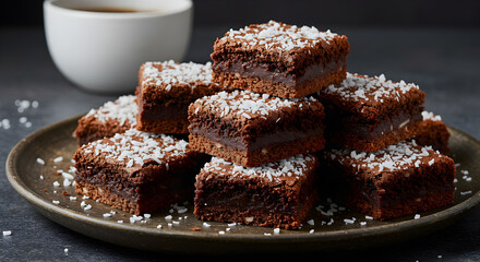 Delicious Coconut Flour Brownies Topped with Shredded Coconut Square
